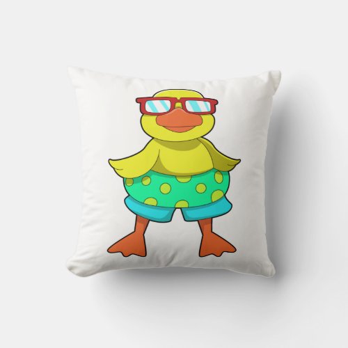 Duck with Swim ring  Sunglasses Throw Pillow