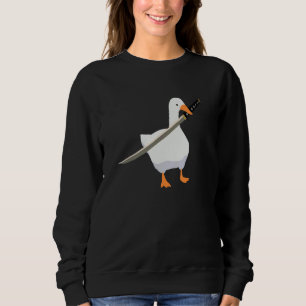 Duck With Sword Duck Wielding A Katana Knife Goose Sweatshirt