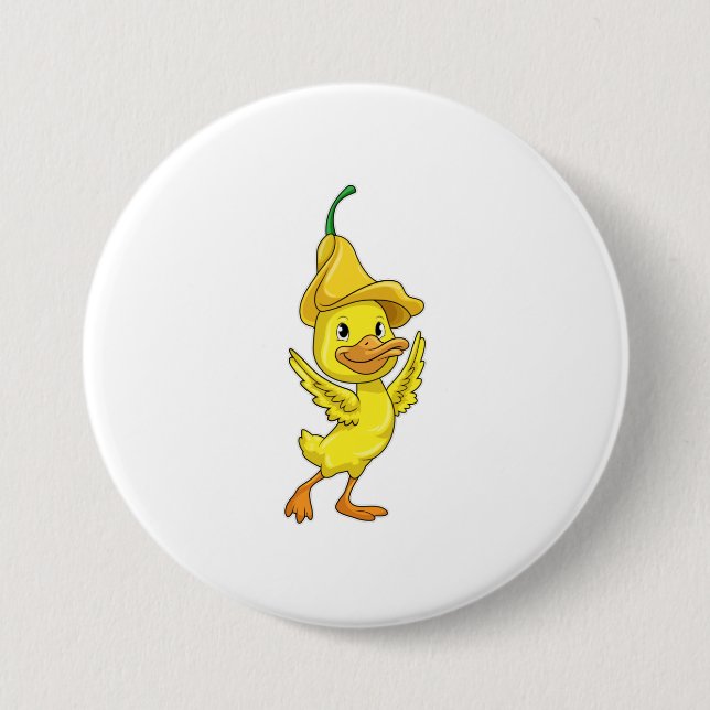 Duck with yellow Bell Cap Button (Front)