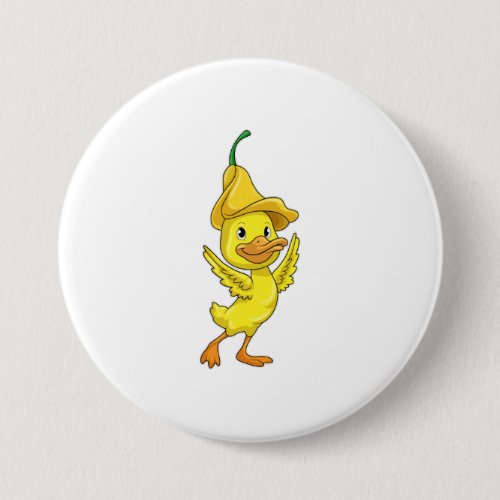 Duck with yellow Bell Cap Button