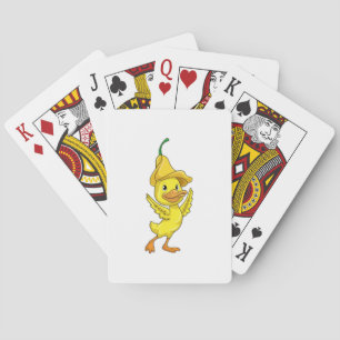 Duck with yellow Bell Cap Poker Cards