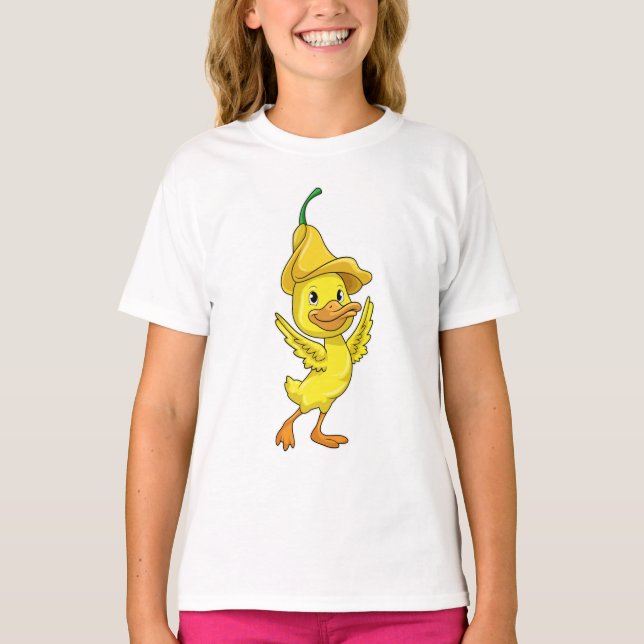 Duck with yellow Bell Cap T-Shirt (Front)
