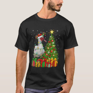 Duck Xmas Tree Lighting Santa Hat Muscovy Duck Chr T-Shirt