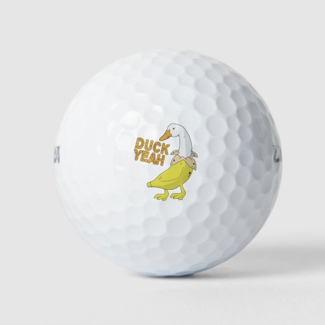 Duck Yeah Funny Banana Duck Kawaii Illustration Golf Balls (Front)