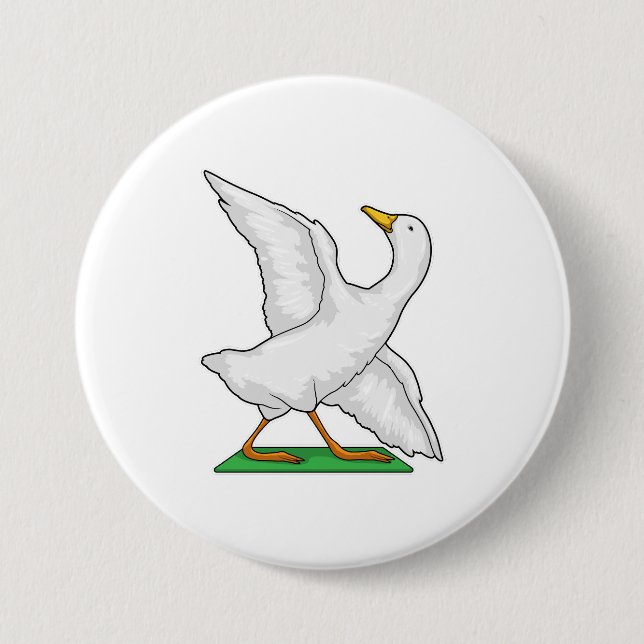 Duck Yoga Meditation Fitness Button (Front)