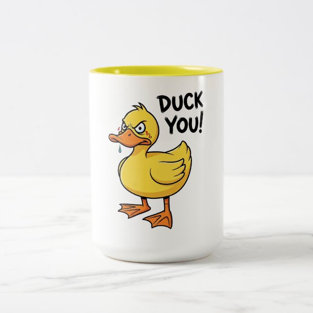 Duck You Duck Wordplay Two-Tone Coffee Mug (Center)