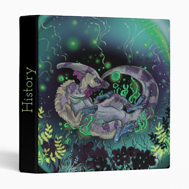 Duckbill Dinosaur Art 3 Ring Binder (Front/Spine)