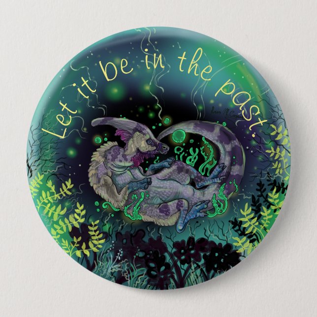 Duckbill Dinosaur Art Button (Front)