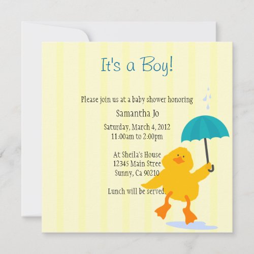 Duckie Baby Shower Invite