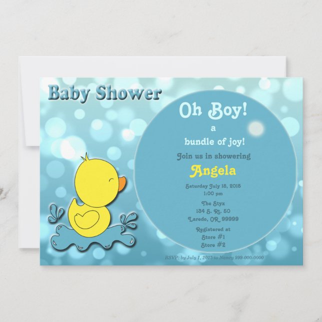 Duckie Bubbles Baby Shower Invitation (Front)