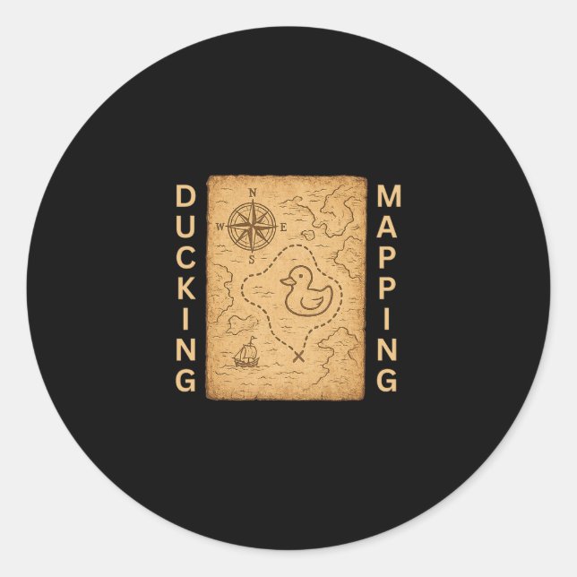 Ducking Mapping Cruise Ducks Comp Nautical Chart F Classic Round Sticker (Front)