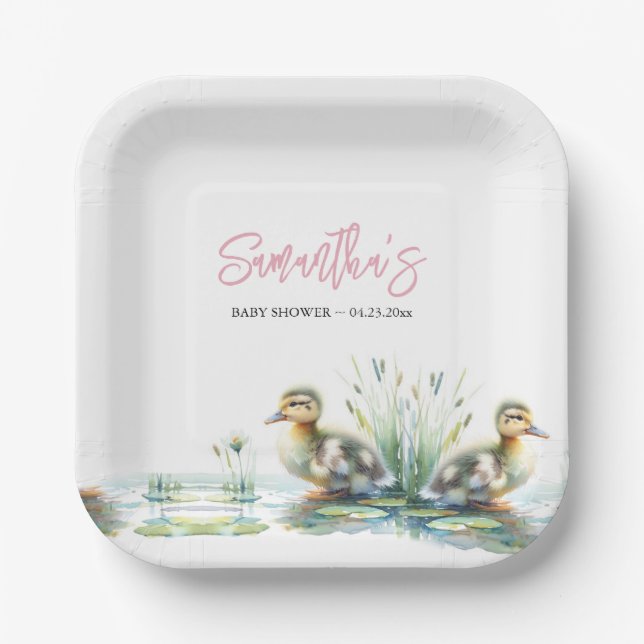 Duckling Baby Shower Disposable Paper Plates (Front)