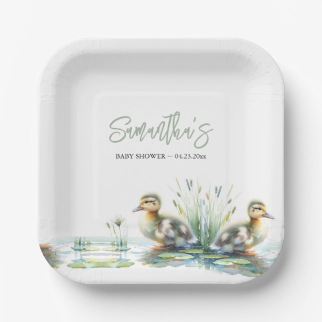 Duckling Baby Shower Disposable Paper Plates (Front)