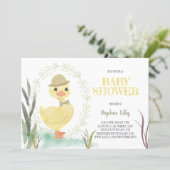 Duckling Boy Baby Shower Invitation - Sage (Standing Front)