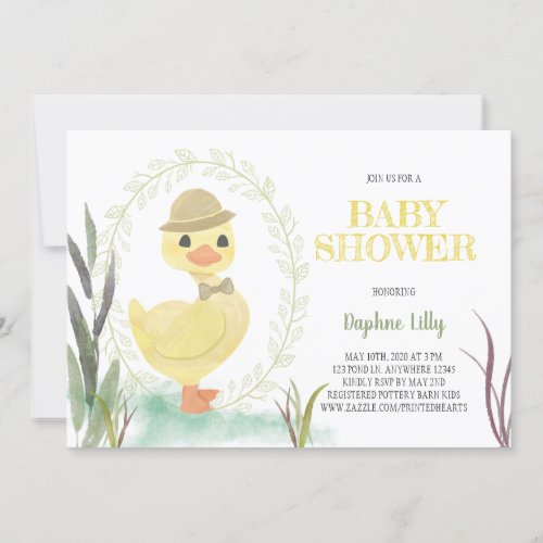 Duckling Boy Baby Shower Invitation _ Sage