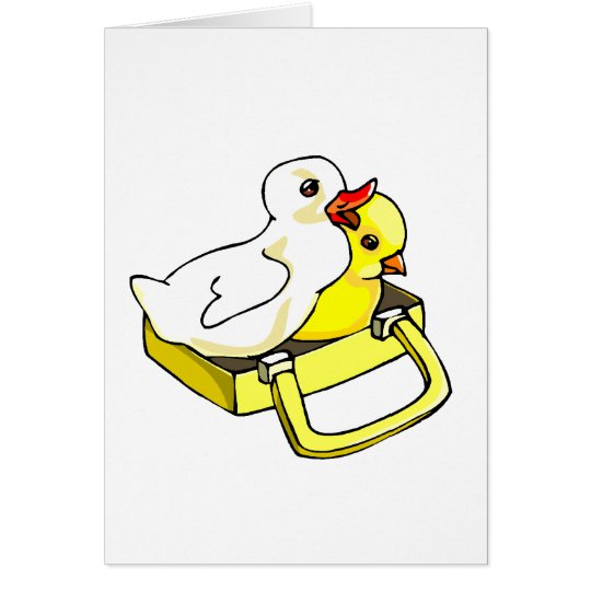 duckling chick in suitcase card