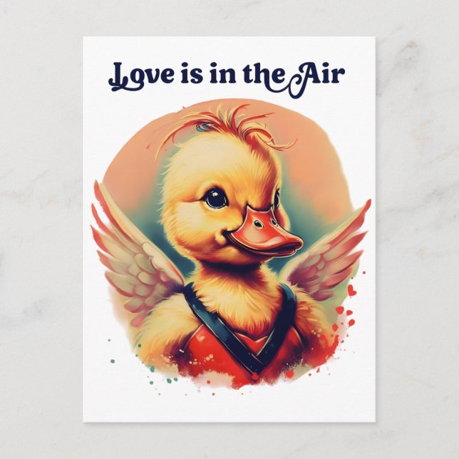 Duckling Cupid "Love Is in the Air" Postcard (Front)