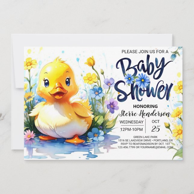 Duckling Custom Baby Shower Invitation (Front)