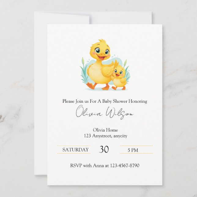 Duckling Duo of Happiness Invitation (Front)