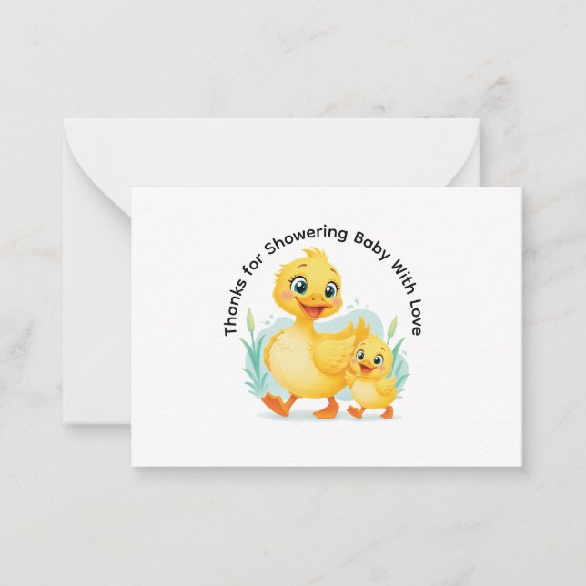 Duckling Duo of Happiness Thank You Note Card (Front)