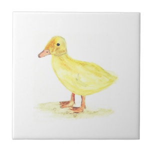 Duckling Farm Animals watercolor Farmyard art Ceramic Tile