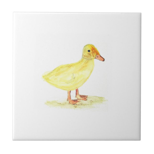 Duckling Farm Animals watercolor Farmyard art Ceramic Tile (Front)