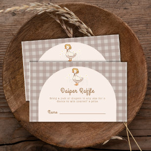 Duckling Farm Gingham Diaper Raffle Baby Shower Enclosure Card