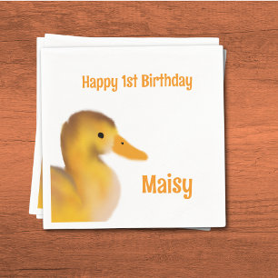 Duckling First Birthday Napkins