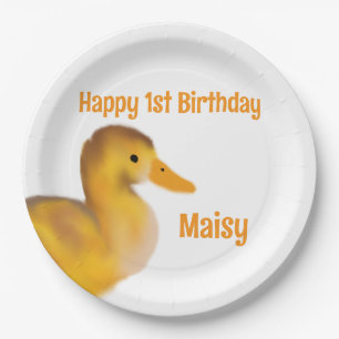 Duckling First Birthday Paper Plates