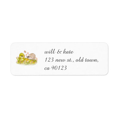 Duckling Hedgehog and Butterfly Label