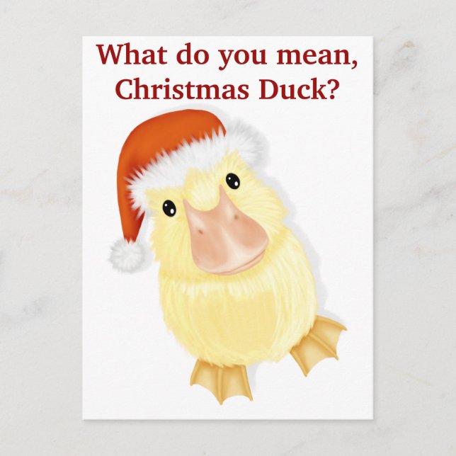Duckling In Santa Cap Christmas Postcard (Front)