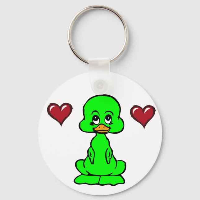 Duckling red hearts keychain (Front)