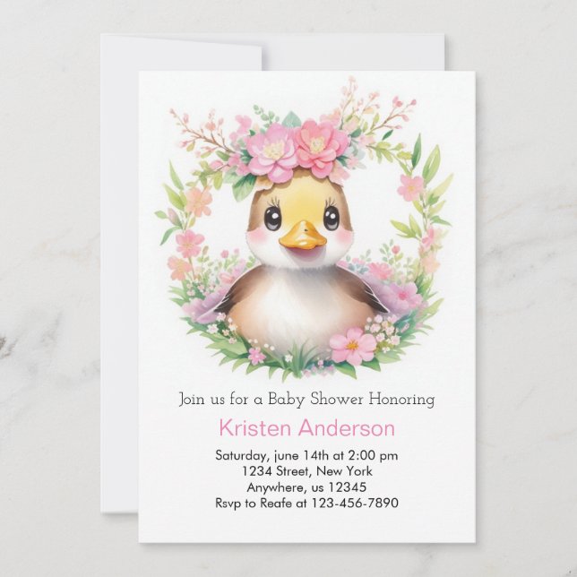 Duckling Serenade: A Baby Shower for Girls Invitation (Front)