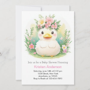 Duckling Sunshine Celebration: Girl Baby Shower Invitation