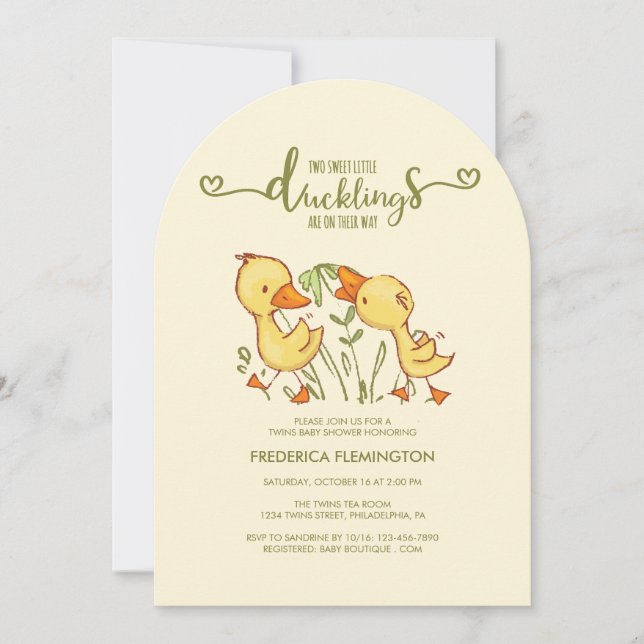 Duckling Twins Baby Shower Invitation (Front)