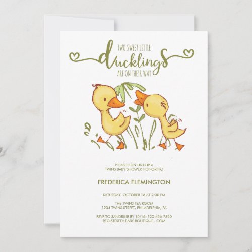 Duckling Twins Baby Shower Invitation