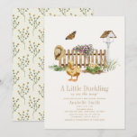 Duckling Watercolor Garden Girl Baby Shower Invitation