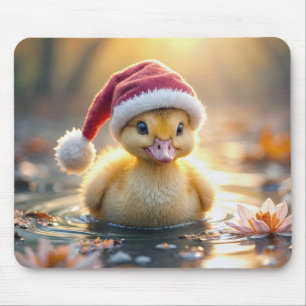 Duckling Wearing a Santa Hat Mouse Pad