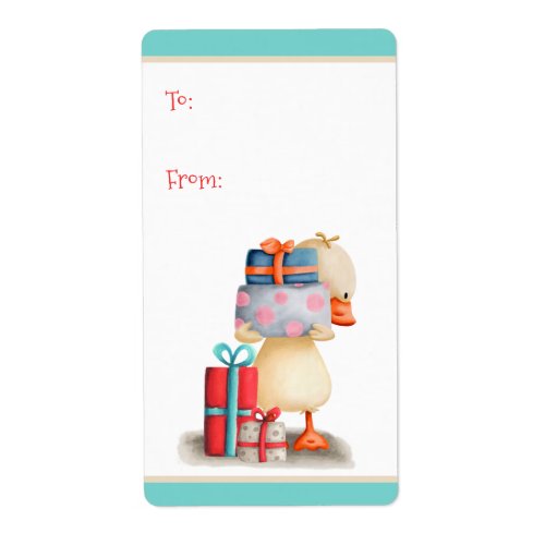 Duckling with Presents To and From Christmas Label