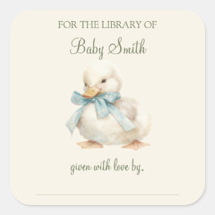 Duckling with Ribbon Baby Shower Book Plate
