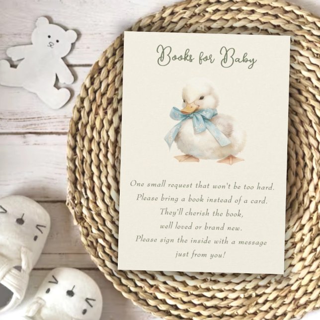 Duckling with Ribbon Baby Shower Books for Baby Enclosure Card (Creator Uploaded)