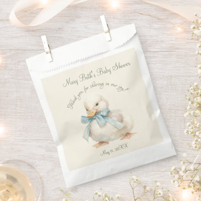 Duckling with Ribbon Baby Shower  Favor Bag (Clipped)