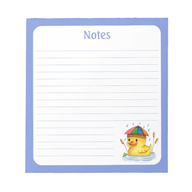 Duckling With Umbrella Hat  Notepad (Front)