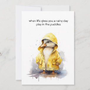 Duckling Yellow Raincoat Playful Positivity Invitation