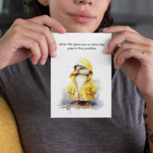 Duckling Yellow Raincoat Playful Positivity Invitation