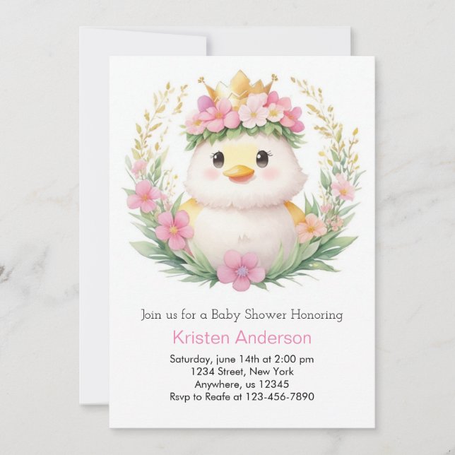 Ducklings and Dreams Girl Baby Shower Invitation (Front)