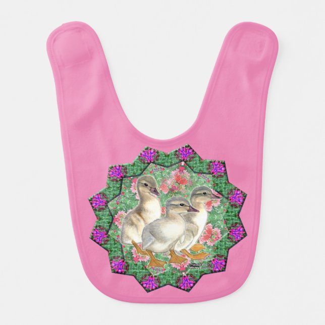 Ducklings and Flowers Bib (Front)
