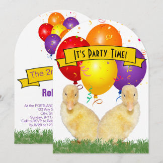 Ducklings Balloons Children's Birthday Party Invitation