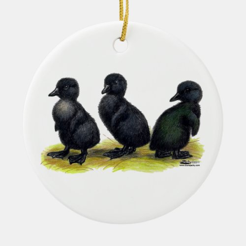 Ducklings Black Cayuga Ceramic Ornament