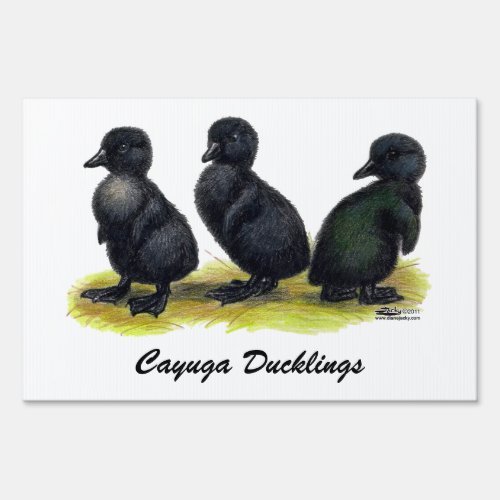 Ducklings Black Cayuga Yard Sign